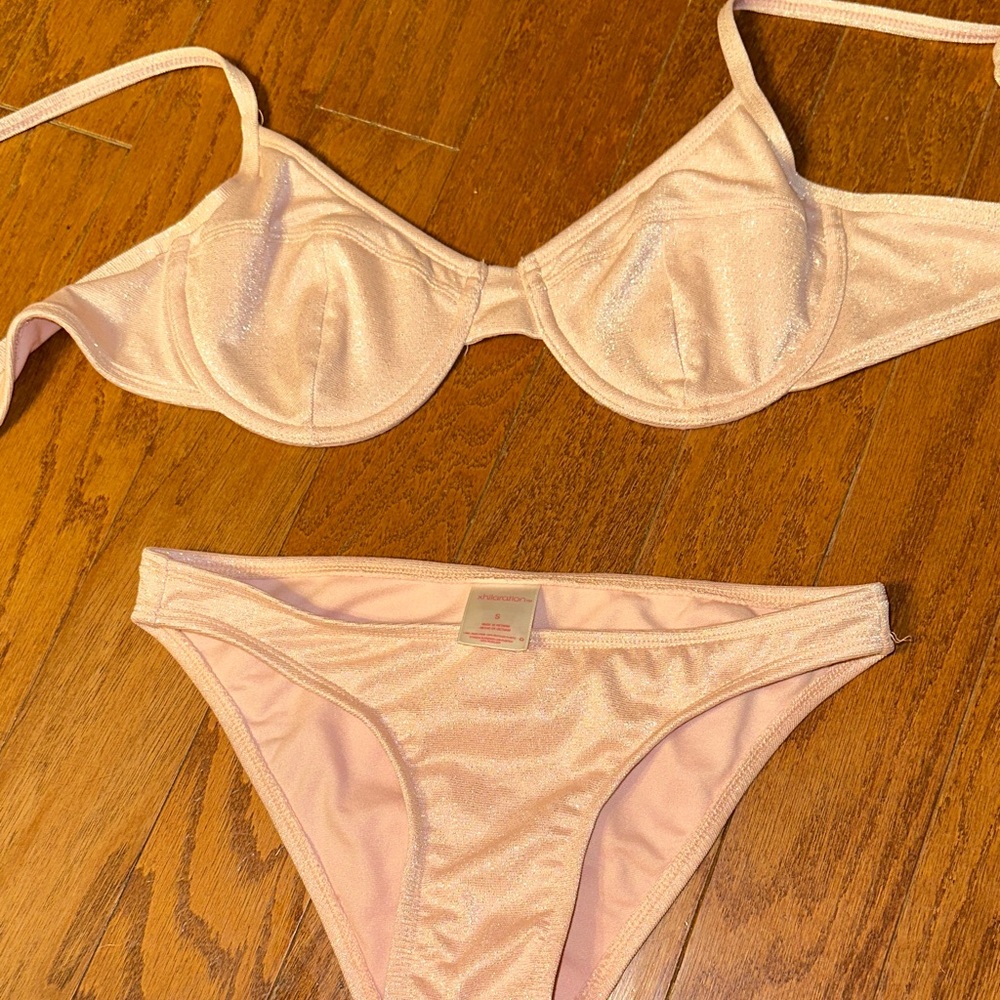 Glittery Light Pink Bikini Set